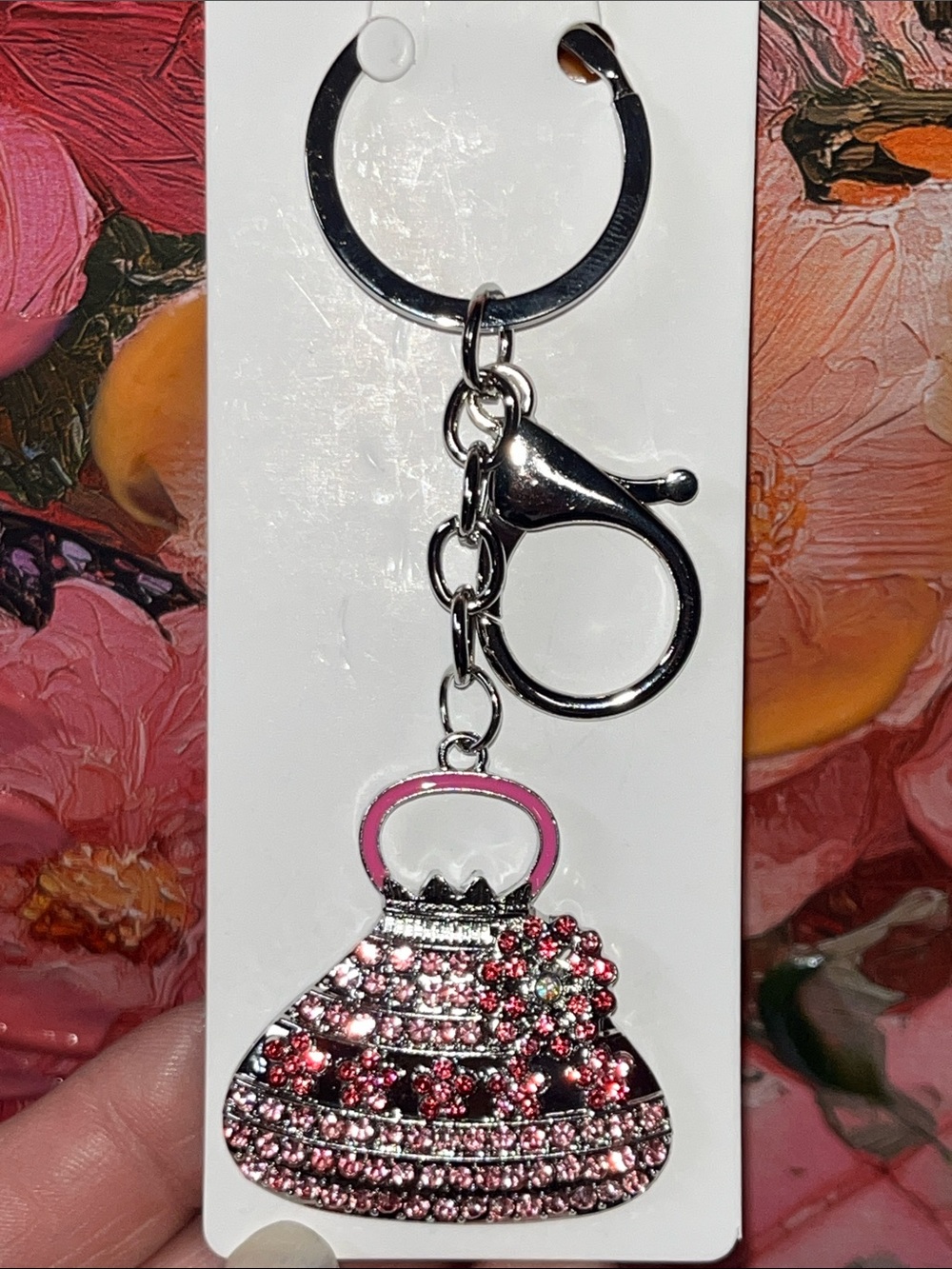Pink Crystal Handbag Keychain Charm